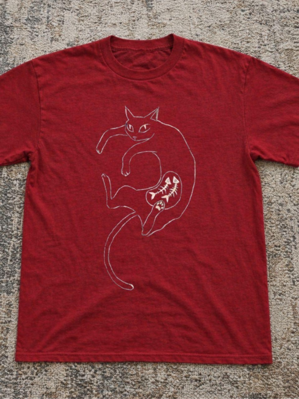 Antique cherry Red Cat Graphic Tee